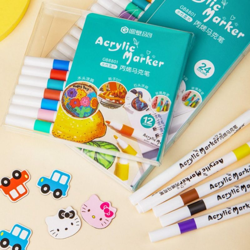 12-Piece Acrylic Marker Set – Vibrant Paint Pens for Canvas, Wood, Glass, Rock Painting & DIY Crafts