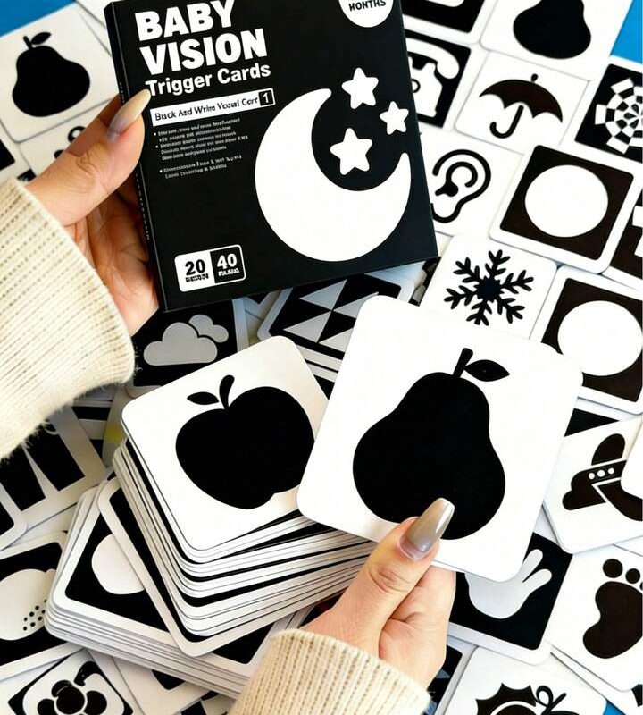Baby Vision Trigger Cards | High Contrast Flash Cards for Newborns | Early Visual Stimulation & Brain Development (0+ Months)