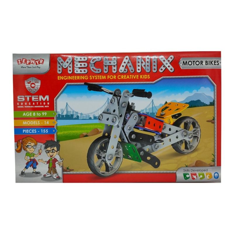 Mechanix Motor Bike STEM Construction Set | 155 PCS Engineering Building Kit for Kids