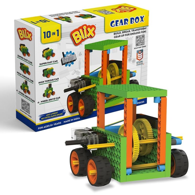 Blix Gear Box Construction Kit for Kids | DIY Mechanical Engineering Building Set