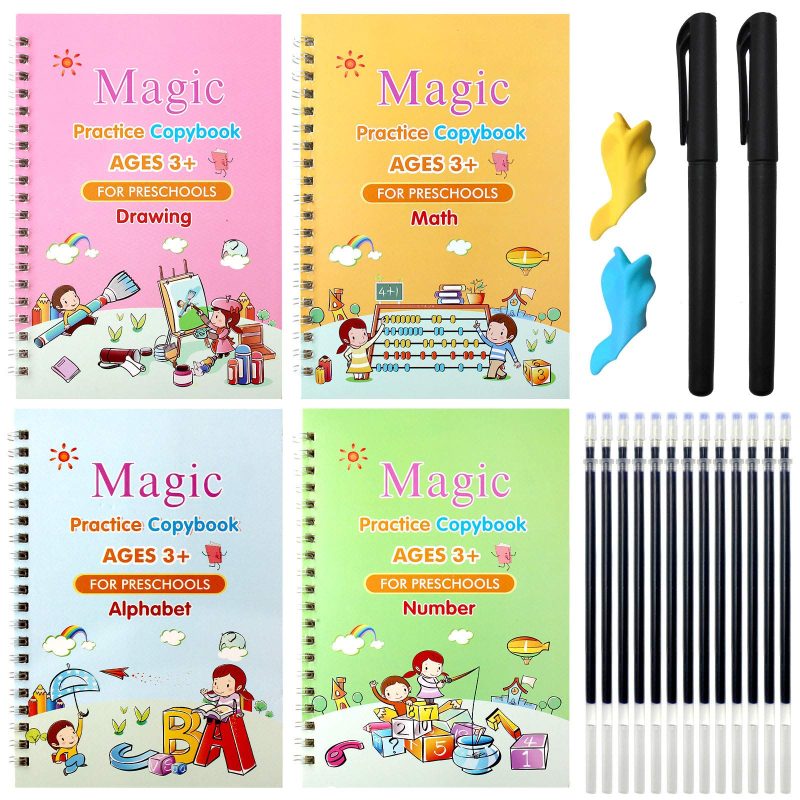 Magic Copybook Sank Book for Kids | Reusable Handwriting Practice Book Set (4 Books)